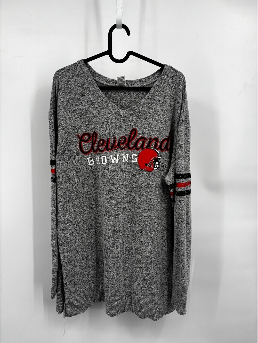 NFL Team Apparel Womens Sleepwear Sweater Gray Cleveland Browns V-neck Size XL